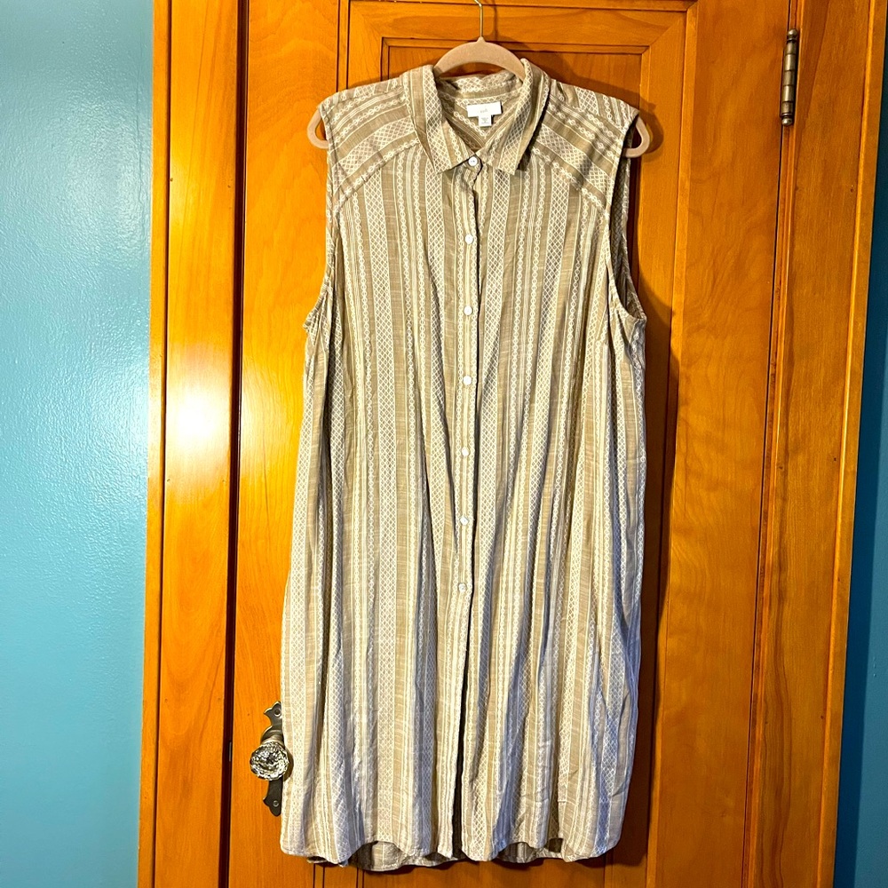 J. Jill Tan Embroidered Long Vest Size 2X